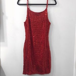 Red Sequin Mini Dress
